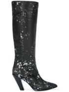 A.f.vandevorst Sequined Knee High Boots - Black