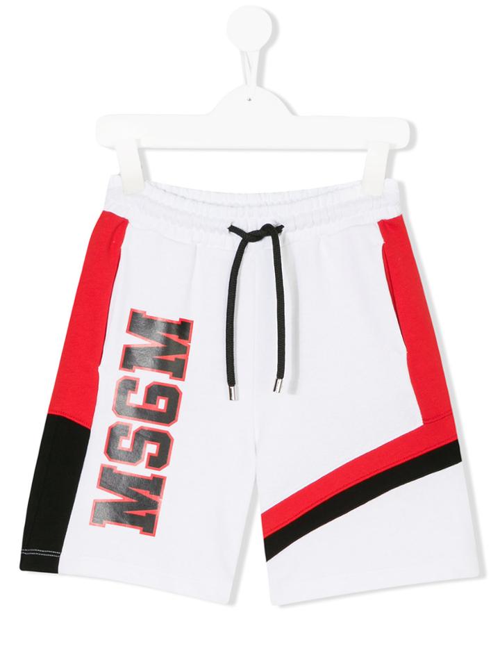 Msgm Kids Logo Track Shorts - White