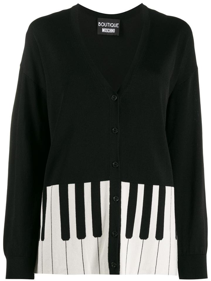 Boutique Moschino Piano Pattern Cardigan - Black