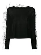 Antonio Berardi - Feather Trim Knitted Top - Women - Rayon - 46, Black, Rayon