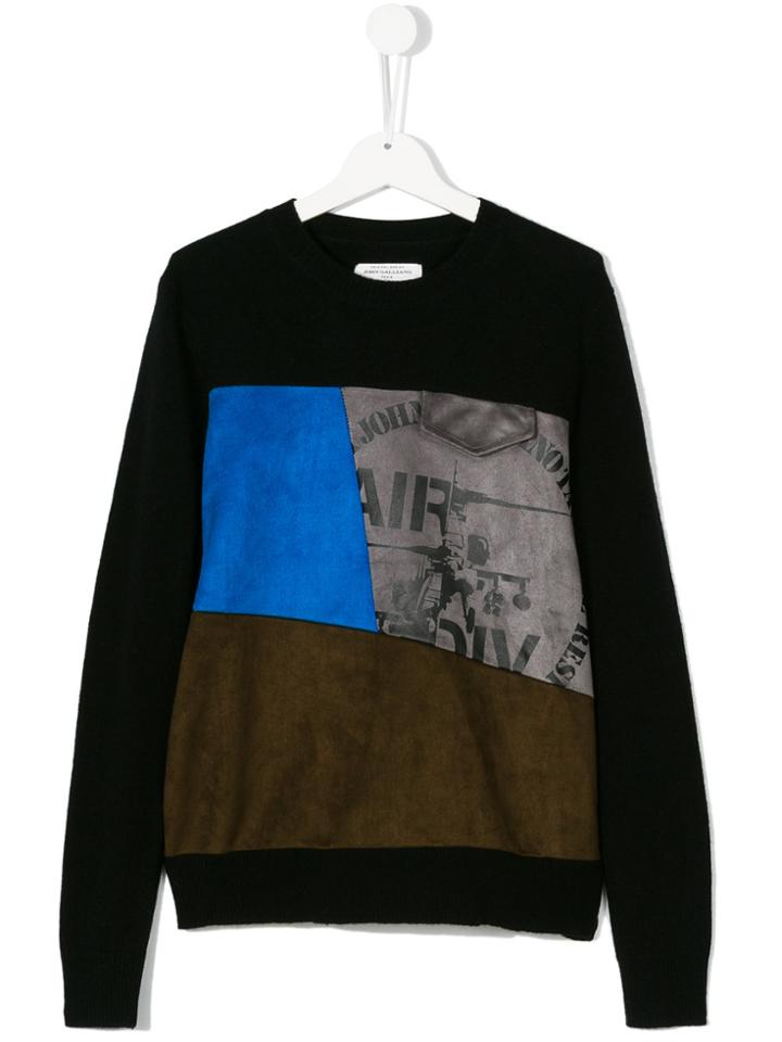 John Galliano Kids Teen Contrast Panel Jumper - Black