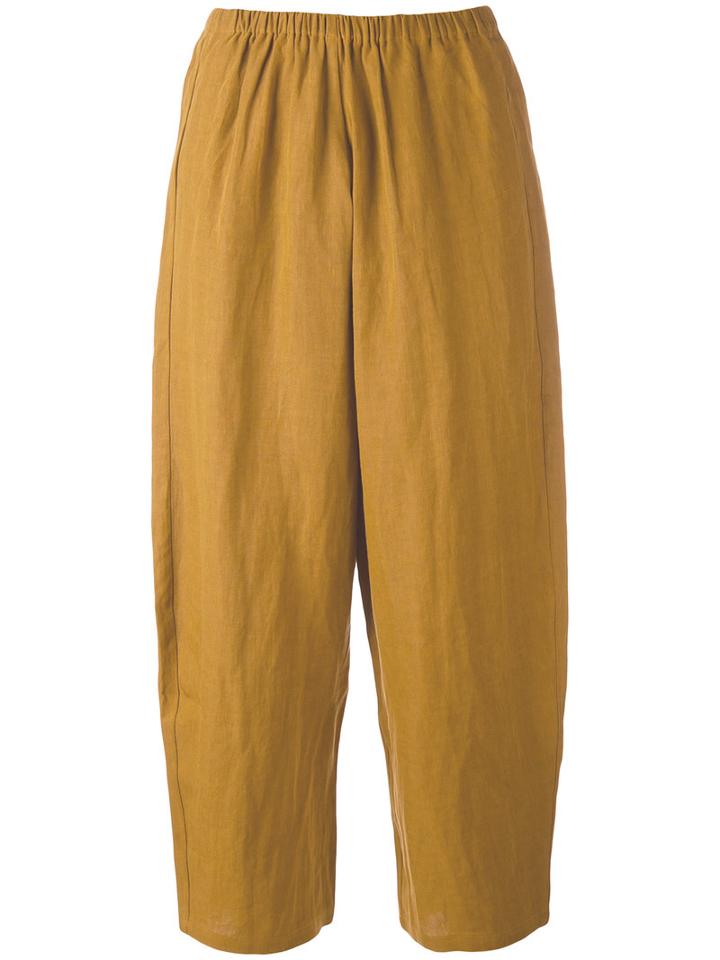 Apuntob - Cropped Trousers - Women - Linen/flax - 0, Nude/neutrals, Linen/flax