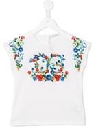 Dolce & Gabbana Kids Floral Majolica Print T-shirt, Girl's, Size: 10 Yrs, White