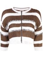 Brunello Cucinelli Striped Zip Cardigan - White