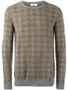 Closed Houndstooth Patterned Sweater, Men's, Size: Medium, Grey, Nylon/alpaca/virgin Wool