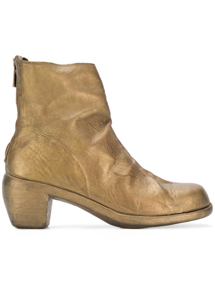 Guidi Worn Low Heel Boots - Metallic