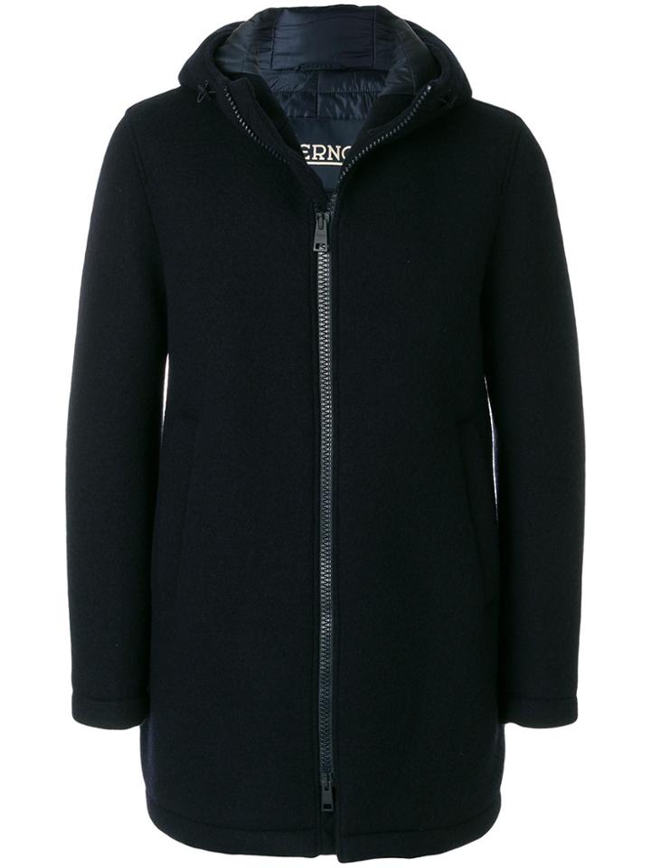 Herno Hooded Zip Coat - Blue