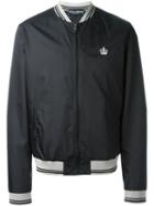 Dolce & Gabbana Embroidered Crown Bomber Jacket, Men's, Size: 54, Black, Polyester