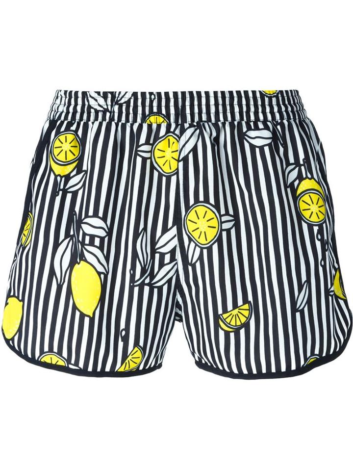 Ami Alexandre Mattiussi Lemon Striped Swim Shorts, Men's, Size: Large, Black, Polyamide