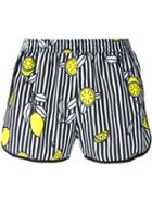Ami Alexandre Mattiussi Lemon Striped Swim Shorts, Men's, Size: Large, Black, Polyamide