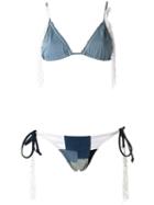 Amir Slama - Triangle Bikini Set - Women - Elastodiene - M, Blue, Elastodiene