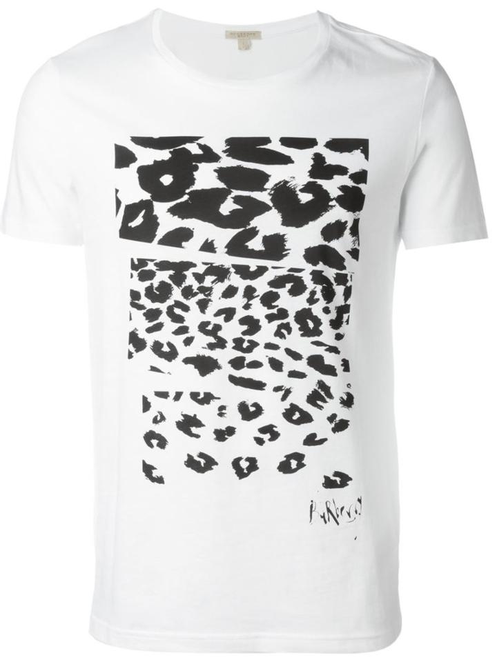 Burberry Brit Leopard Print T-shirt, Men's, Size: S, White, Cotton
