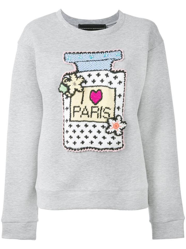 Michaela Buerger Knitted Patch Sweatshirt, Women's, Size: Small, Grey, Cotton/polyester