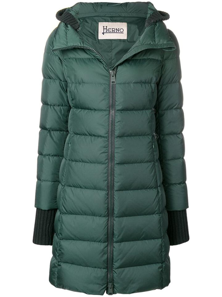 Herno Padded Elongated Coat - Green