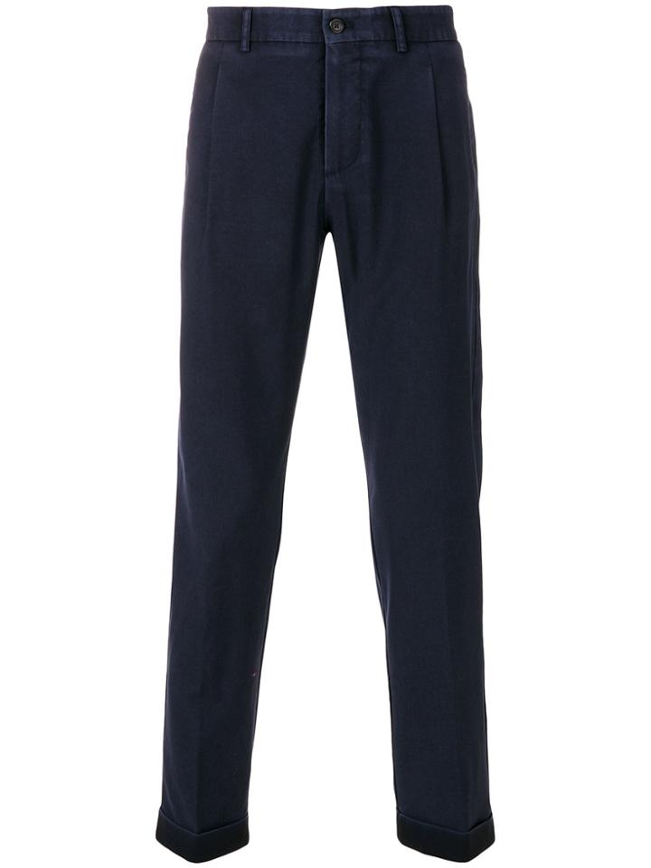 Berwich Pleated Cropped Trousers - Blue