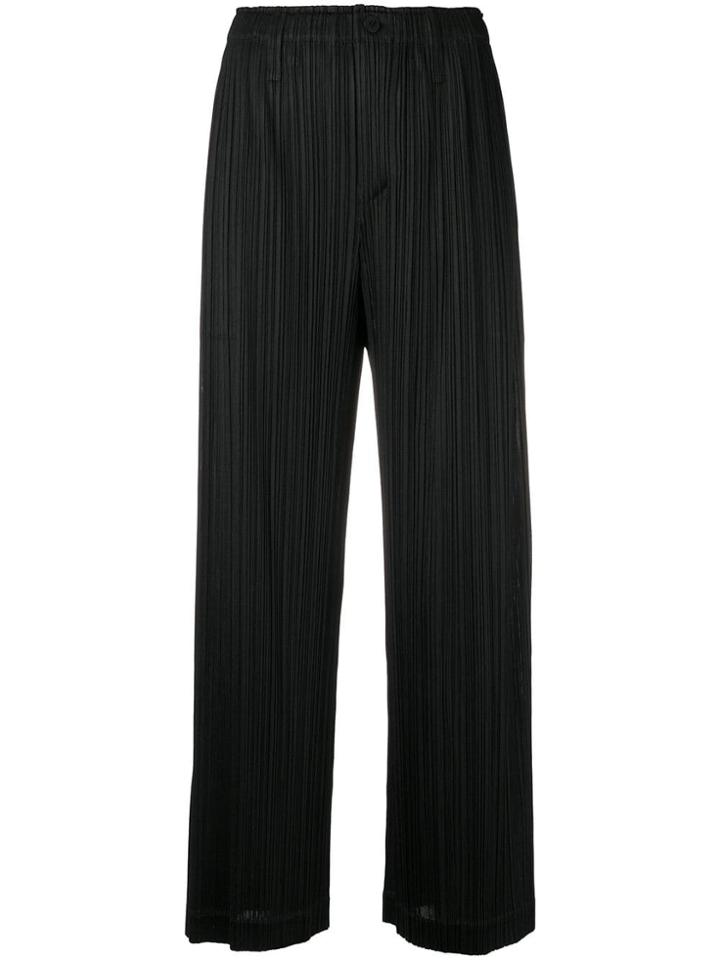 Pleats Please By Issey Miyake Black Flared Trousers