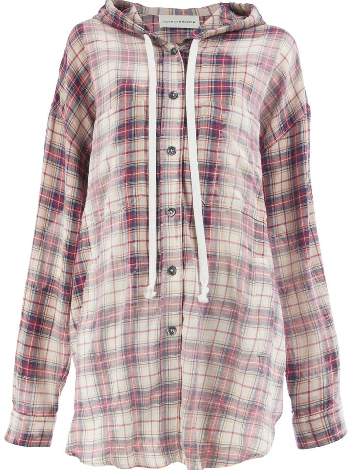 Faith Connexion Hooded Checked Shirt - Nude & Neutrals