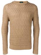 Zanone Cable Knit Jumper - Brown