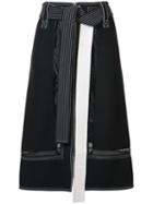 Derek Lam - Belted Contrast Seam Skirt - Women - Viscose - 36, Black, Viscose