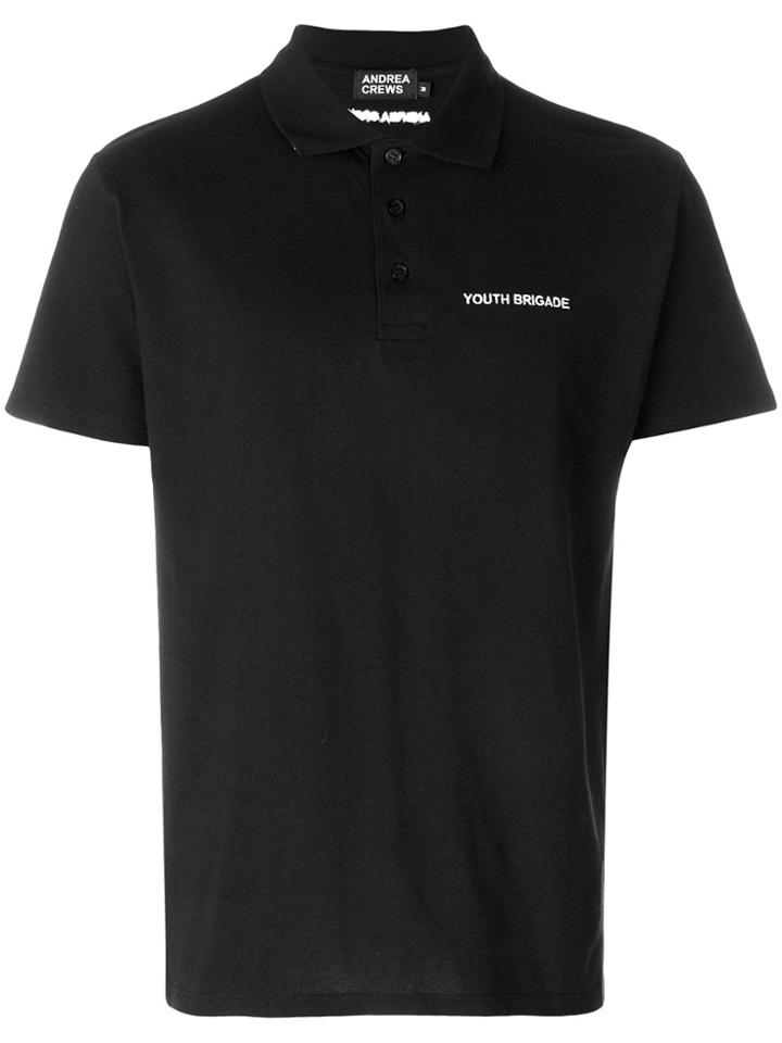Andrea Crews Slogan Polo Top - Black
