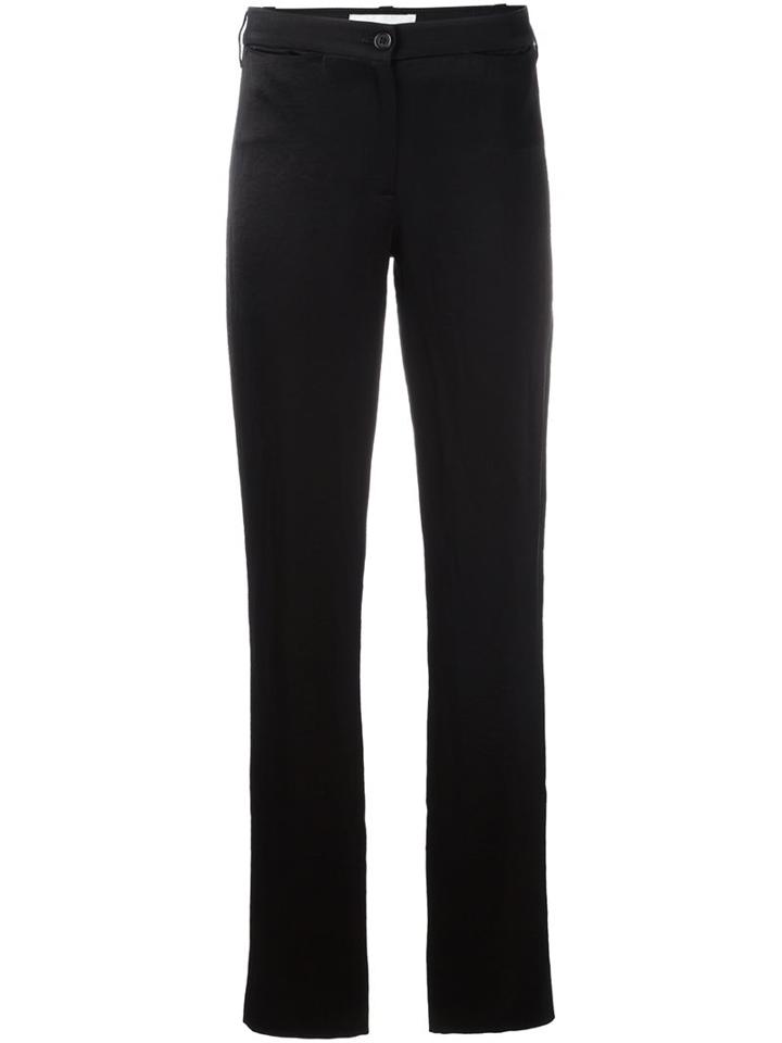 Ann Demeulemeester Blanche Straight Leg Trousers, Women's, Size: 38, Black, Cotton/linen/flax/rayon/triacetate