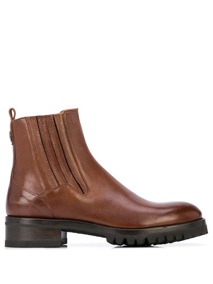 Alberto Fasciani Yara Burnished Ankle Boots - Brown