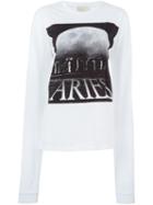 Aries Logo Print Longsleeved T-shirt, Women's, White, Cotton