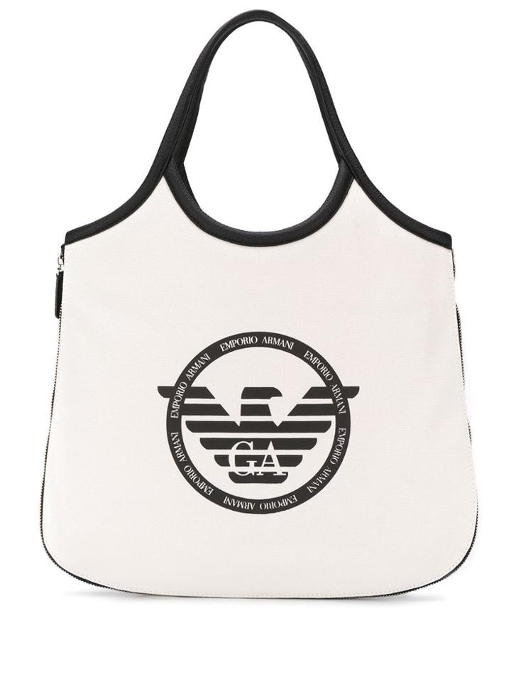 Emporio Armani Logo Top-handle Tote - White
