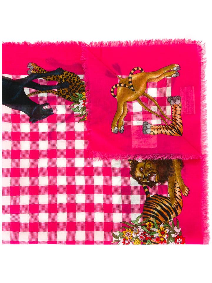 Gucci Kids Children's Felines Print Shawl, Girl's, Pink/purple