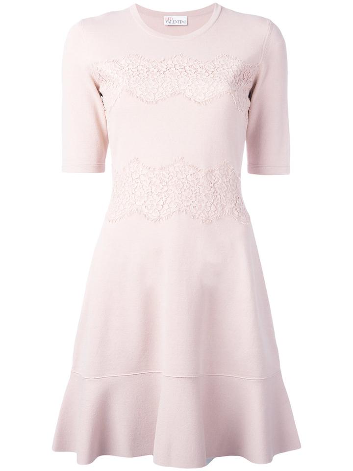 Red Valentino Lace Overlay Skater Dress, Women's, Size: Medium, Pink/purple, Polyamide/viscose