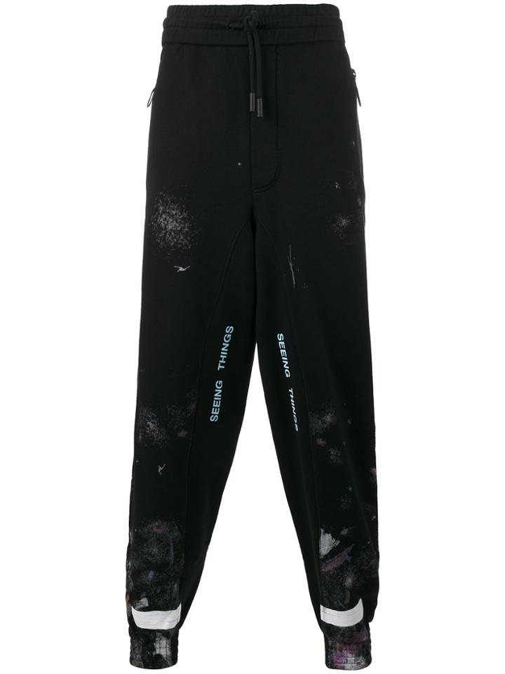 Off-white Galaxy Brushed Sweatpants With Diagonal Stripe Detail -