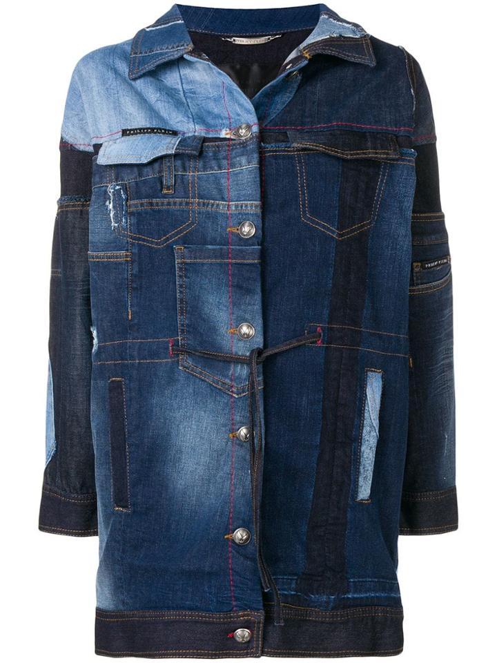 Philipp Plein Patchwork Denim Jacket - Blue