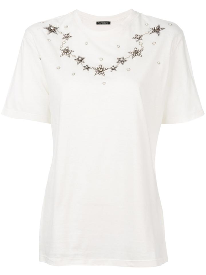 Wandering Embellished Star T-shirt - White