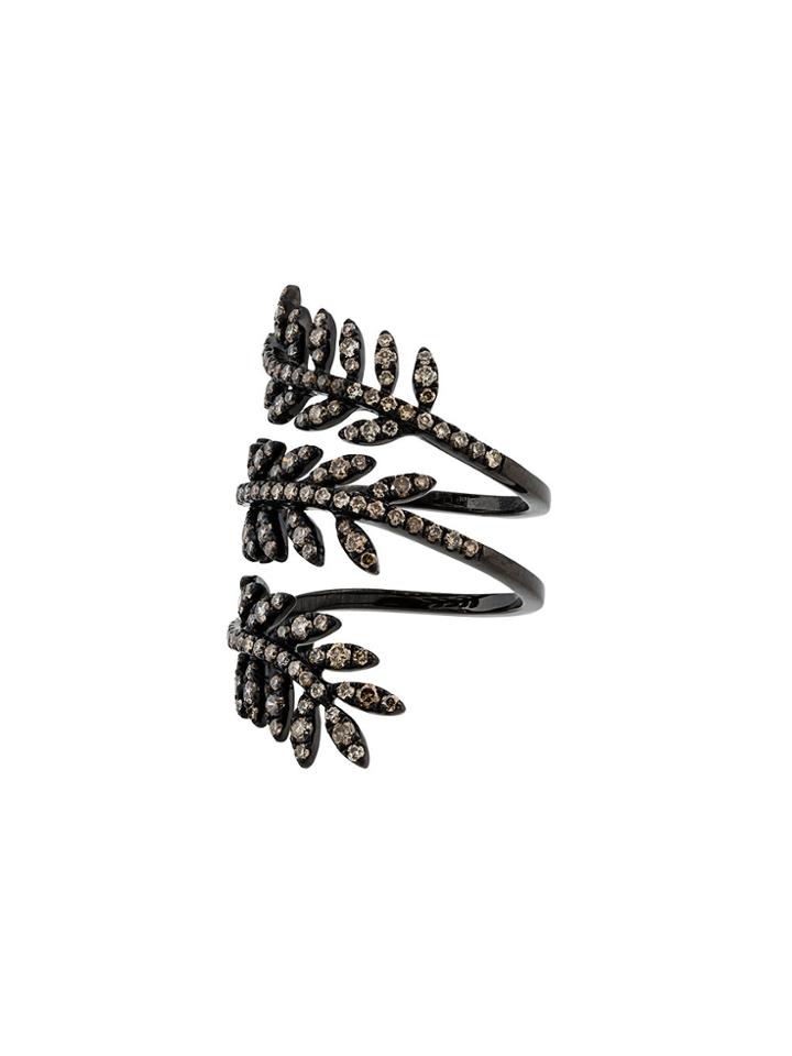 Rosa De La Cruz 'ivy' Triple Wraparound Ring - Black