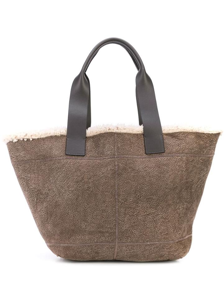 Brunello Cucinelli Shearling Tote Bag - Brown