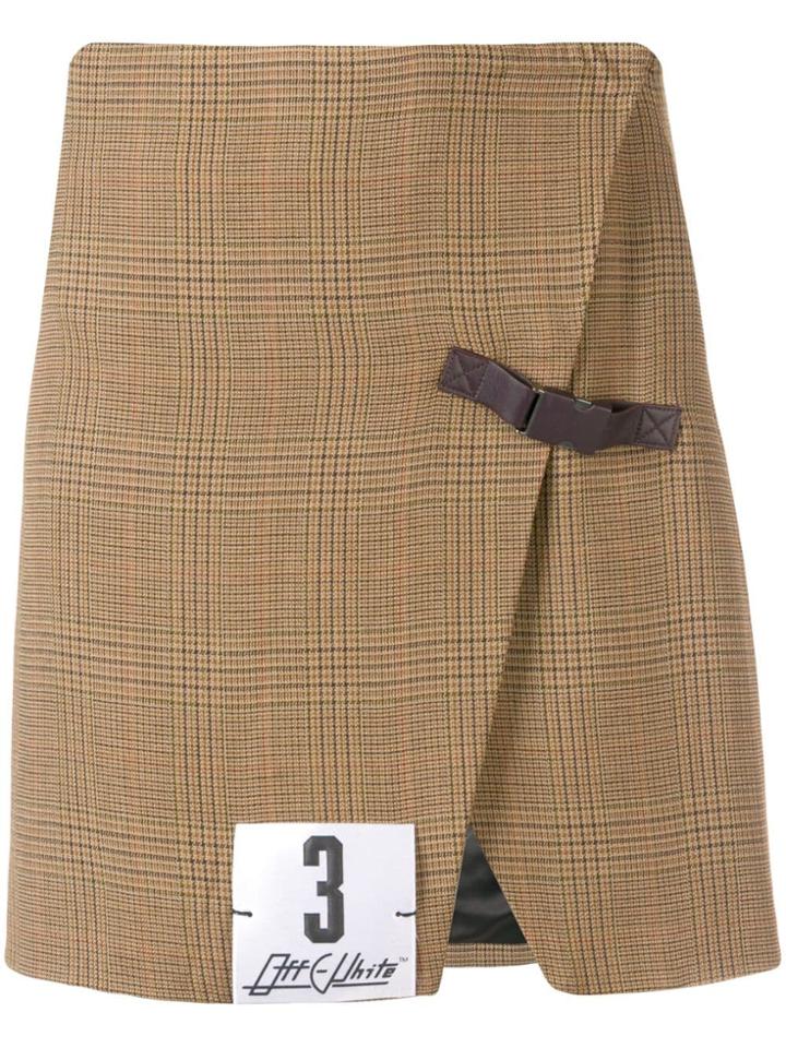 Off-white Checked Buckle Skirt - Nude & Neutrals