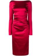 Talbot Runhof Draped Fitted Dress - Red
