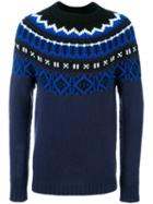 Moncler Fair Isle Knit Jumper, Men's, Size: Medium, Blue, Cashmere/wool