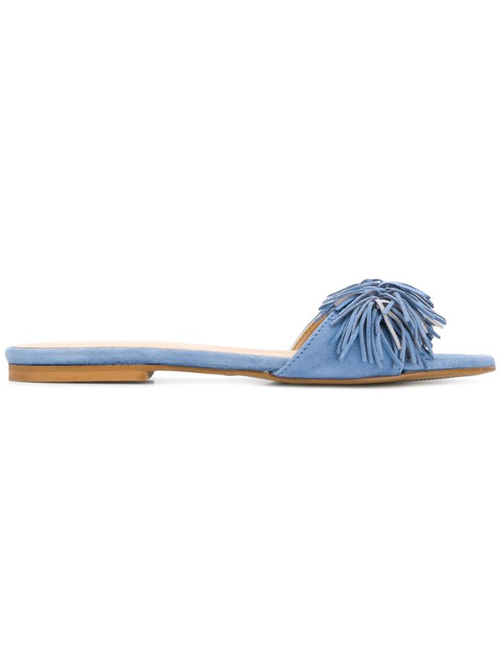 Rebecca Minkoff Fringed Slides - Blue