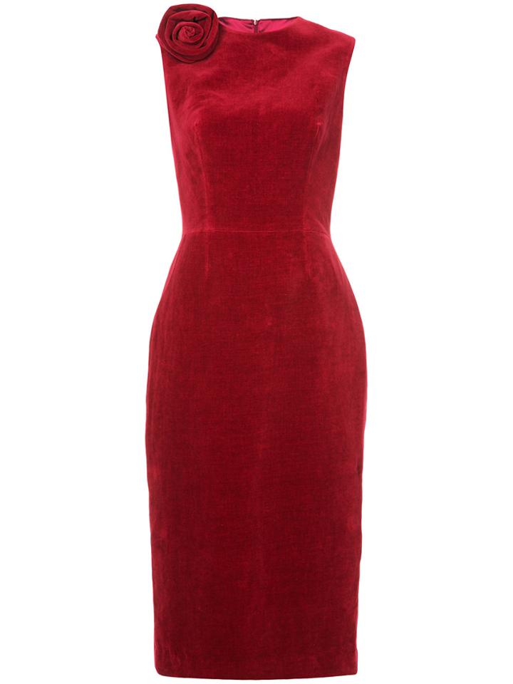 Martin Grant Rose Detail Midi Dress - Red