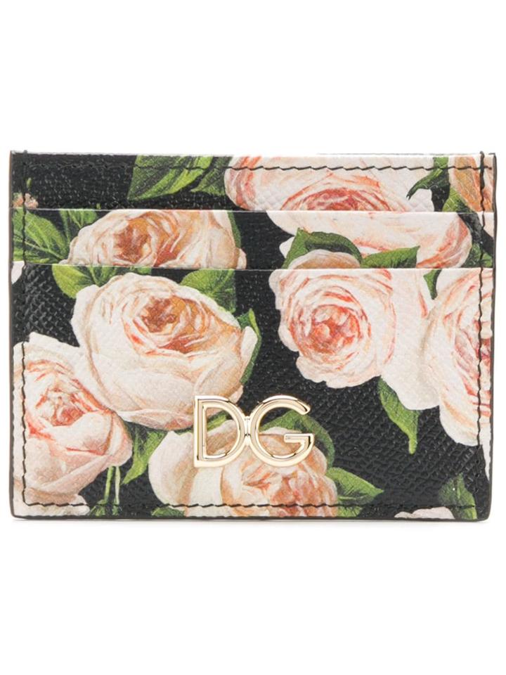 Dolce & Gabbana Dauphine Floral Cardholder - Black