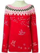 Nina Ricci Roll Neck Zig-zag Sweater, Women's, Size: Medium, Red, Wool/polyamide/spandex/elastane