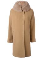 Herno Trim Mid Coat, Women's, Size: 52, Nude/neutrals, Cotton/polyamide/acetate/lamb Fur