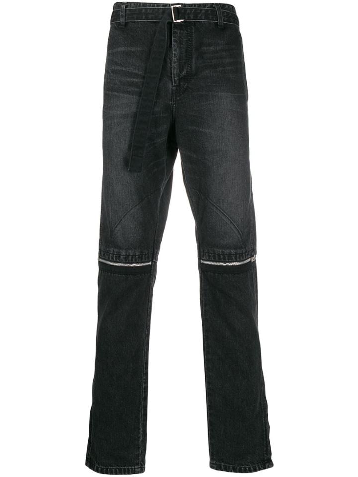 Sacai Zip-detail Belted Jeans - Black
