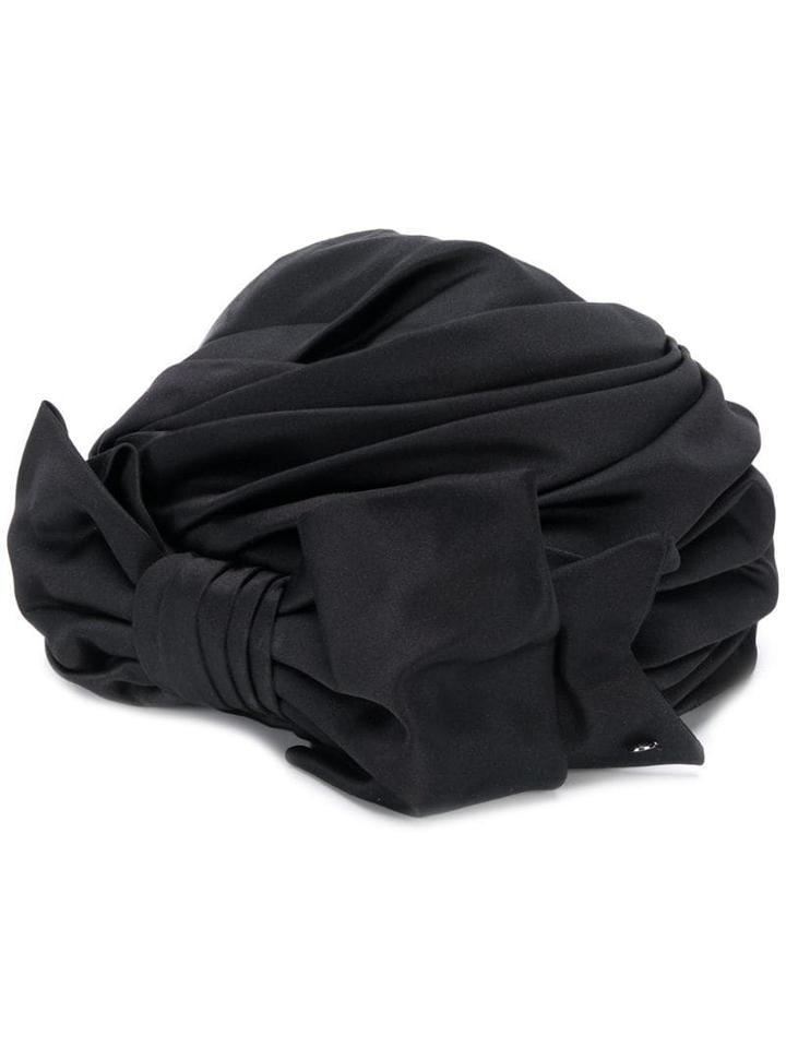 Maison Michel Betty Silk Turban - Black