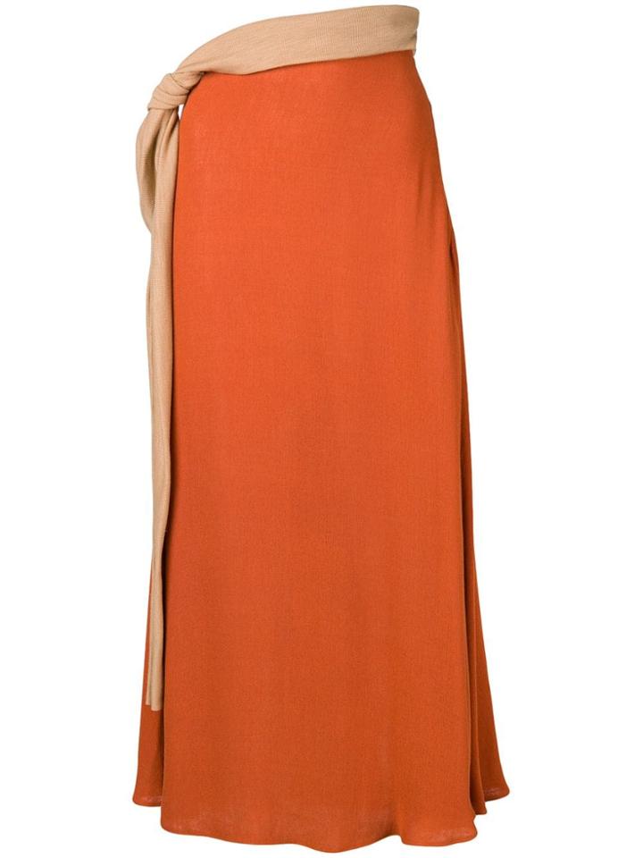 Esteban Cortazar Draped Knot Long Skirt - Orange