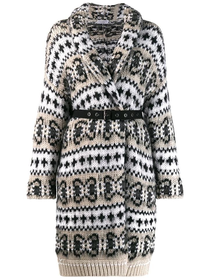 Brunello Cucinelli Two-tone Patterned Card-coat - Black