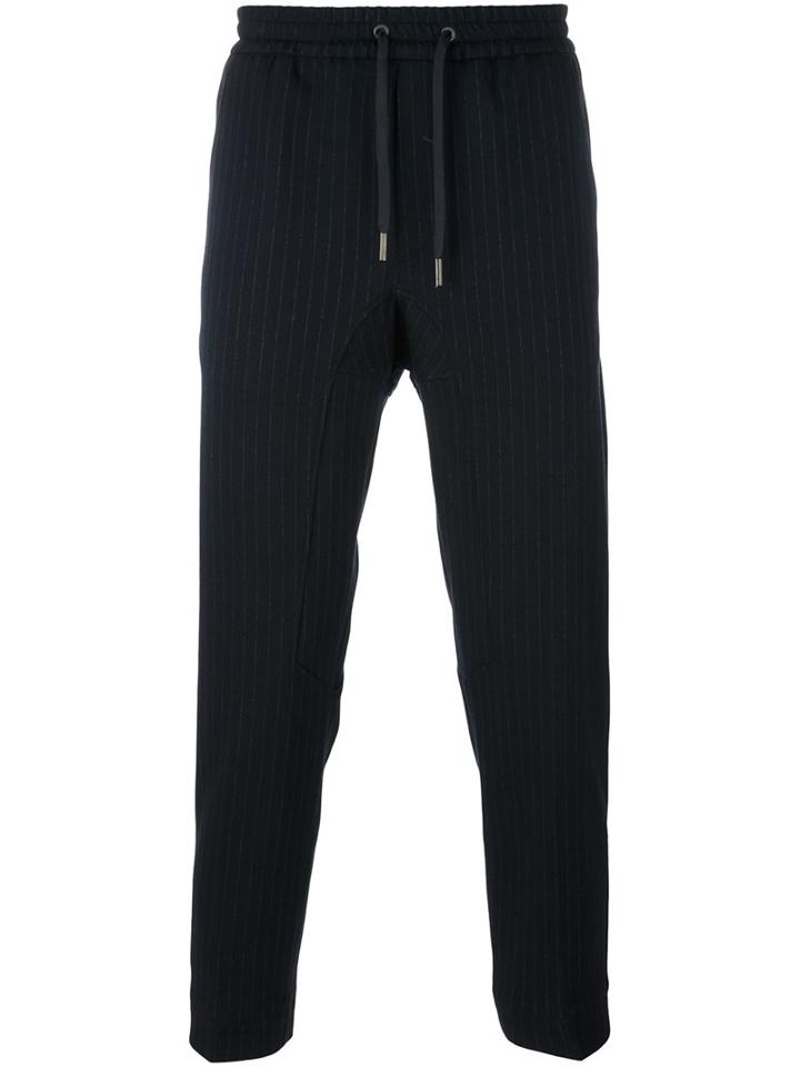 Antonio Marras Pinstripe Track Pants, Men's, Size: 52, Red, Wool