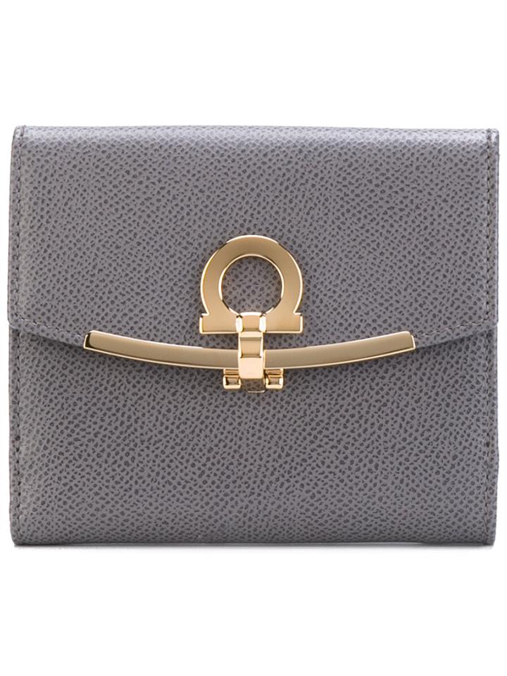 Salvatore Ferragamo Clasp-detail Wallet - Grey