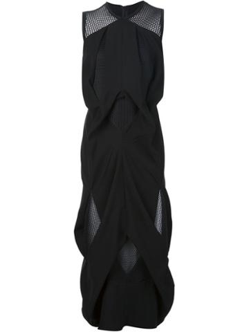 Micol Ragni Asymmetric Mesh Panel Dress, Women's, Size: Medium, Black, Polyester/viscose